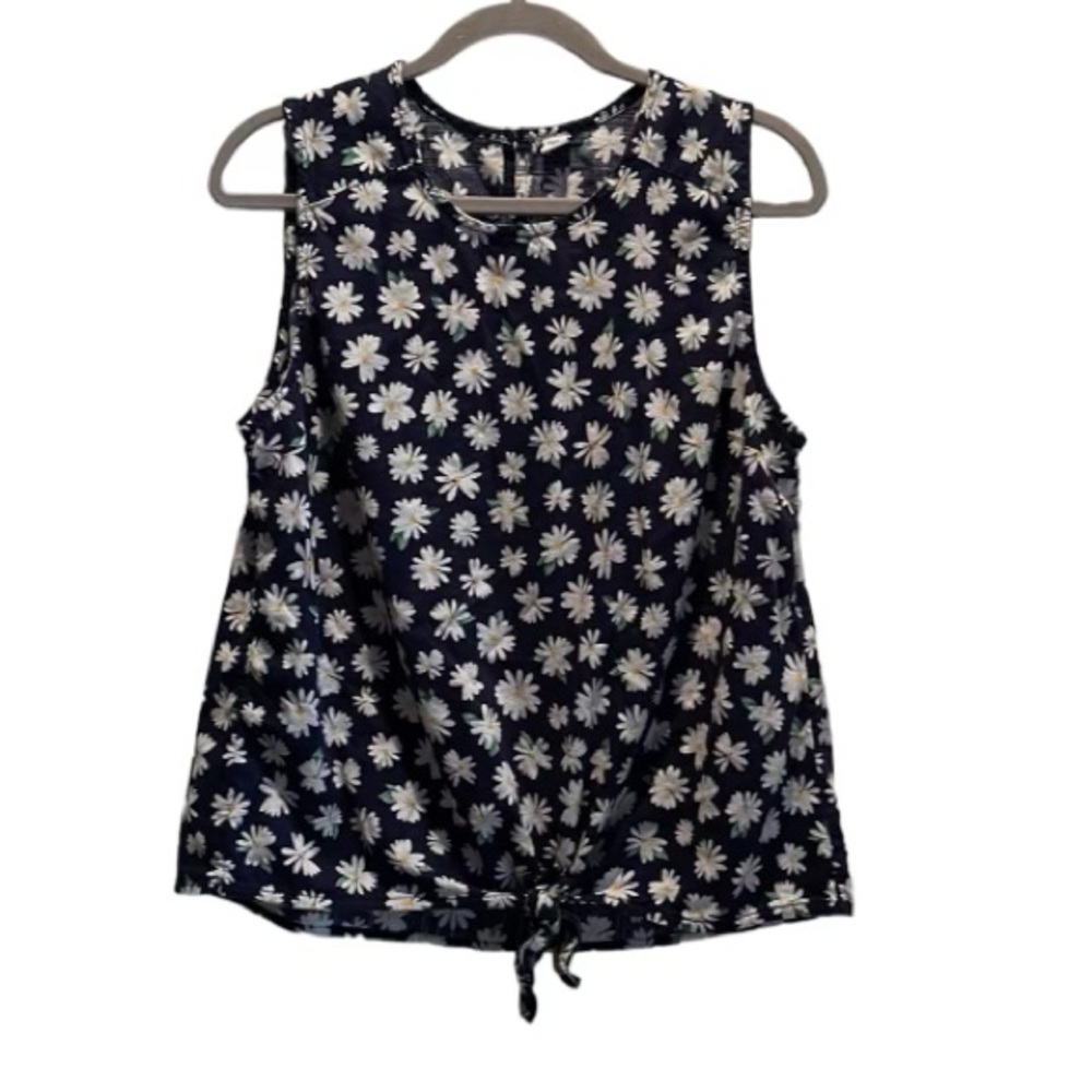Old Navy Daisy Floral Navy Tank Top Size L